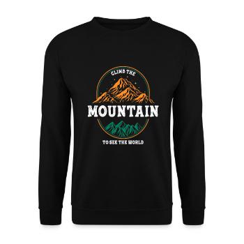 Erklimmen Sie den Berg, um die Welt zu sehen - Unisex Pullover - Schwarz - Vorne - Alina (178cm) & Michal (187cm)