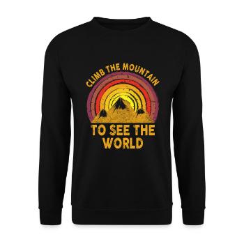Erklimmen Sie den Berg, um die Welt zu sehen - Unisex Pullover - Schwarz - Vorne - Alina (178cm) & Michal (187cm)