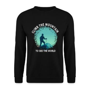 Erklimmen Sie den Berg, um die Welt zu sehen - Unisex Pullover - Schwarz - Vorne - Alina (178cm) & Michal (187cm)