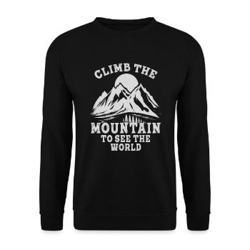 Erklimmen Sie den Berg, um die Welt zu sehen - Unisex Pullover - Schwarz - Vorne - Alina (178cm) & Michal (187cm)