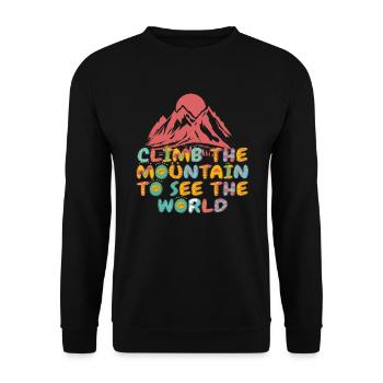 Erklimmen Sie den Berg, um die Welt zu sehen - Unisex Pullover - Schwarz - Vorne - Alina (178cm) & Michal (187cm)