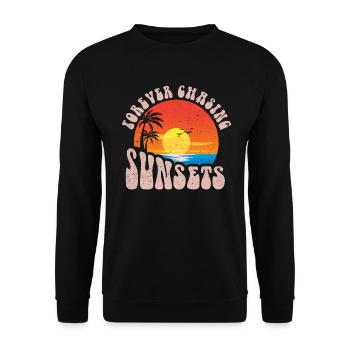 Forever Chasing Sunsets Retro Summer Vacation - Unisex Sweatshirt - black - Front - Alina (178cm) & Michal (187cm)
