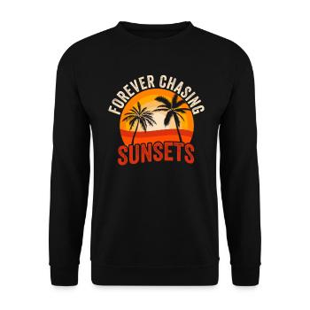 Forever Chasing Sunsets Retro Summer Vacation - Unisex Sweatshirt - black - Front - Alina (178cm) & Michal (187cm)