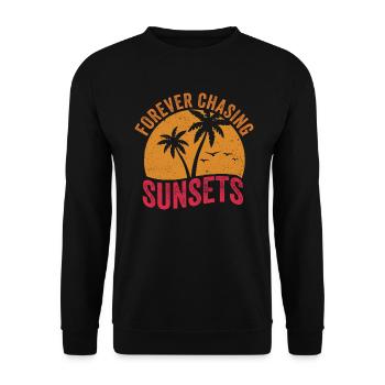 Forever Chasing Sunsets Retro Summer Vacation - Unisex Sweatshirt - black - Front - Alina (178cm) & Michal (187cm)