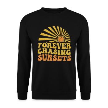 Forever Chasing Sunsets Retro Summer Vacation - Unisex Sweatshirt - black - Front - Alina (178cm) & Michal (187cm)
