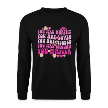 You Matter Kindness Be Kind Groovy Mental Health - Unisex Sweatshirt - black - Front - Alina (178cm) & Michal (187cm)