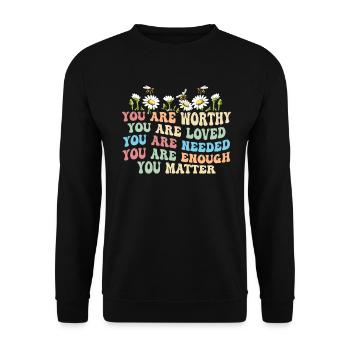 You Matter Kindness Be Kind Groovy Mental Health - Unisex Sweatshirt - black - Front - Alina (178cm) & Michal (187cm)