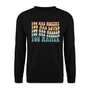 You Matter Kindness Be Kind Groovy Mental Health - Unisex Sweatshirt - black - Front - Alina (178cm) & Michal (187cm)