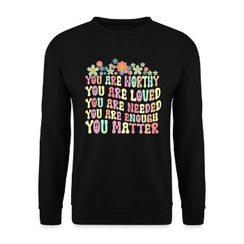 You Matter Kindness Be Kind Groovy Mental Health - Unisex Sweatshirt - black - Front - Alina (178cm) & Michal (187cm)