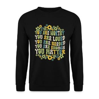 You Matter Kindness Be Kind Groovy Mental Health - Unisex Sweatshirt - black - Front - Alina (178cm) & Michal (187cm)