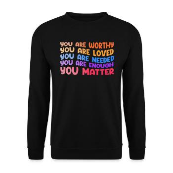 You Matter Kindness Be Kind Groovy Mental Health - Unisex Sweatshirt - black - Front - Alina (178cm) & Michal (187cm)