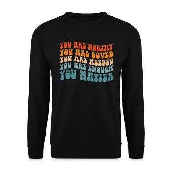 You Matter Kindness Be Kind Groovy Mental Health - Unisex Sweatshirt - black - Front - Alina (178cm) & Michal (187cm)