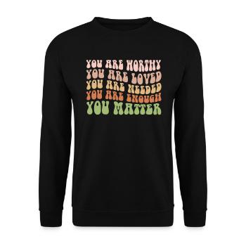 You Matter Kindness Be Kind Groovy Mental Health - Unisex Sweatshirt - black - Front - Alina (178cm) & Michal (187cm)