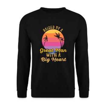 Aufgezogen von einem großen Mann mit einem großen Herzen Vatertag - Unisex Pullover - Schwarz - Vorne - Alina (178cm) & Michal (187cm)