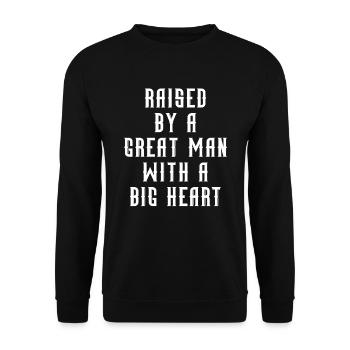 Aufgezogen von einem großen Mann mit einem großen Herzen Vatertag - Unisex Pullover - Schwarz - Vorne - Alina (178cm) & Michal (187cm)