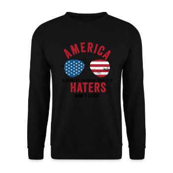 L’Amérique Un pays si grand Patriotique américain - Sweat-shirt Unisexe - noir - Devant - Alina (178cm) & Michal (187cm)