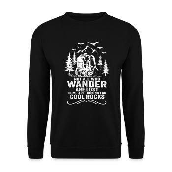 Wander Some Looking For Cool Rocks - Unisex Sweatshirt - black - Front - Alina (178cm) & Michal (187cm)