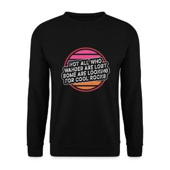 Wander Some Looking For Cool Rocks - Unisex Sweatshirt - black - Front - Alina (178cm) & Michal (187cm)