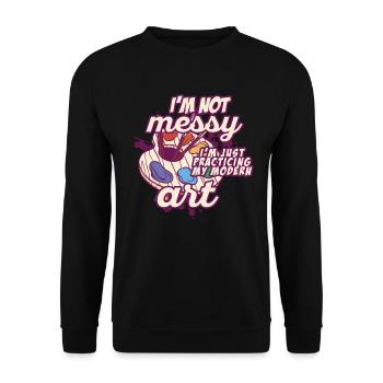 Ich bin kein unordentlicher Spaß Moderne Kunst Gemälde - Unisex Pullover - Schwarz - Vorne - Alina (178cm) & Michal (187cm)