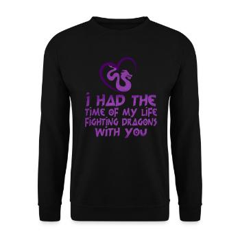 I Had The Time Of My Life Fighting Dragons - Unisex Sweatshirt - black - Front - Alina (178cm) & Michal (187cm)