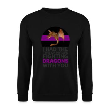I Had The Time Of My Life Fighting Dragons - Unisex Sweatshirt - black - Front - Alina (178cm) & Michal (187cm)