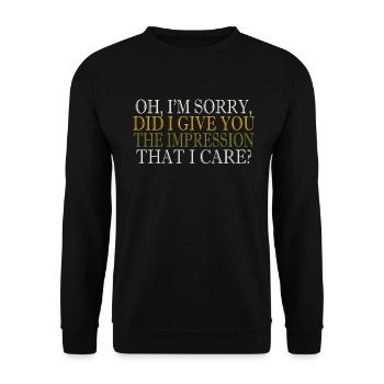 Gleichgültigkeit, Sarkasmus, andere Haltung - Unisex Pullover - Schwarz - Vorne - Alina (178cm) & Michal (187cm)