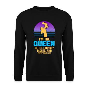 Reine de la lessive, de la vaisselle et de tout le reste - Sweat-shirt Unisexe - noir - Devant - Alina (178cm) & Michal (187cm)