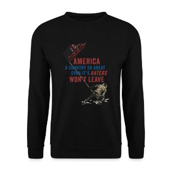 L’Amérique, un pays si grand patriote américain - Sweat-shirt Unisexe - noir - Devant - Alina (178cm) & Michal (187cm)