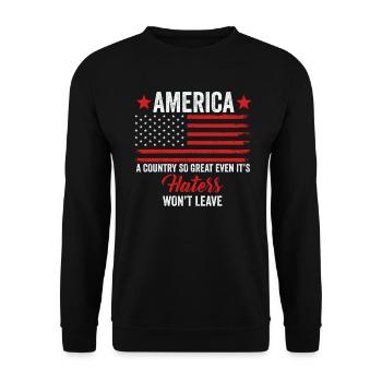 L’Amérique Un pays si grand Patriotique américain - Sweat-shirt Unisexe - noir - Devant - Alina (178cm) & Michal (187cm)