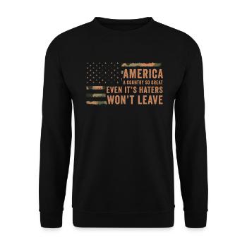 L’Amérique Un pays si grand Patriotique américain - Sweat-shirt Unisexe - noir - Devant - Alina (178cm) & Michal (187cm)