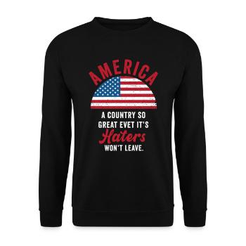 L’Amérique Un pays si grand Patriotique américain - Sweat-shirt Unisexe - noir - Devant - Alina (178cm) & Michal (187cm)