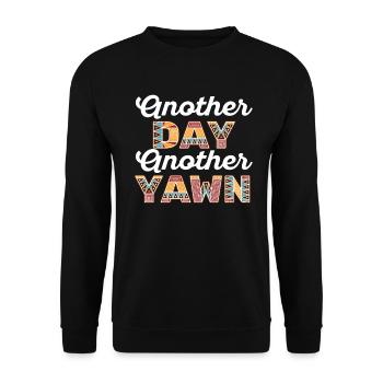 Erste Koffein-Vibes an einem anderen Tag Gähnen trifft Kaffee - Unisex Pullover - Schwarz - Vorne - Alina (178cm) & Michal (187cm)