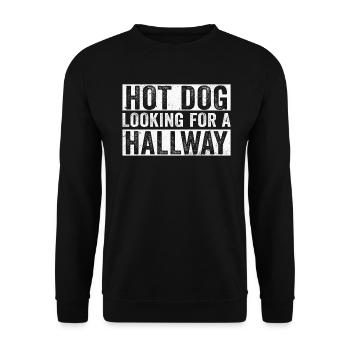 Hot Dog Looking For A Hallway - Unisex Sweatshirt - black - Front - Alina (178cm) & Michal (187cm)