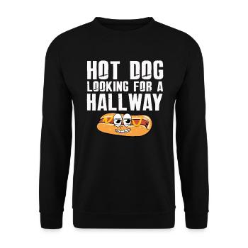 Hot Dog Looking For A Hallway - Unisex Sweatshirt - black - Front - Alina (178cm) & Michal (187cm)