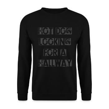 Hot Dog auf der Suche nach einem Flur - Unisex Pullover - Schwarz - Vorne - Alina (178cm) & Michal (187cm)