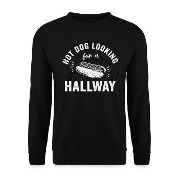 Hot Dog Looking For A Hallway - Unisex Sweatshirt - black - Front - Alina (178cm) & Michal (187cm)