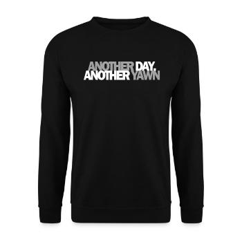 Erste Koffein-Vibes an einem anderen Tag Gähnen trifft Kaffee - Unisex Pullover - Schwarz - Vorne - Alina (178cm) & Michal (187cm)