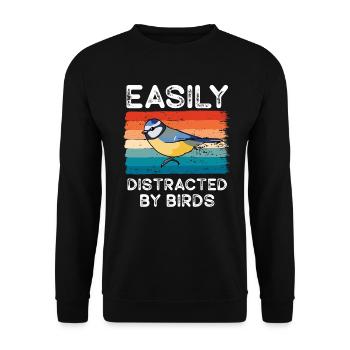 Easily Distracted By Birds Bird Lover - Unisex Sweatshirt - black - Front - Alina (178cm) & Michal (187cm)