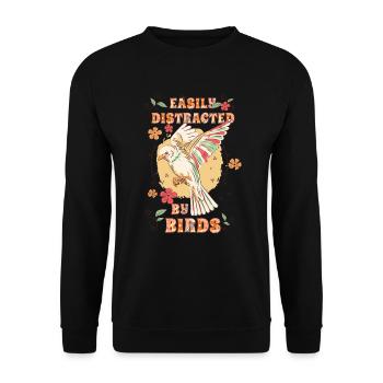 Easily Distracted By Birds Bird Lover - Unisex Sweatshirt - black - Front - Alina (178cm) & Michal (187cm)