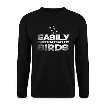 Easily Distracted By Birds Bird Lover - Unisex Sweatshirt - black - Front - Alina (178cm) & Michal (187cm)