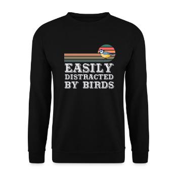 Easily Distracted By Birds Bird Lover - Unisex Sweatshirt - black - Front - Alina (178cm) & Michal (187cm)