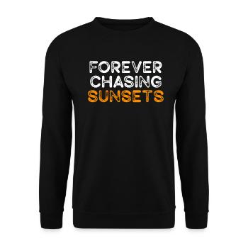 Forever Chasing Sunsets Retro Summer Vacation - Unisex Sweatshirt - black - Front - Alina (178cm) & Michal (187cm)