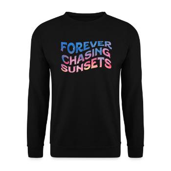Forever Chasing Sunsets Retro Summer Vacation - Unisex Sweatshirt - black - Front - Alina (178cm) & Michal (187cm)