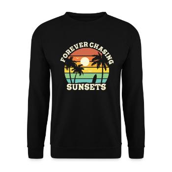 Forever Chasing Sunsets Retro Summer Vacation - Unisex Sweatshirt - black - Front - Alina (178cm) & Michal (187cm)
