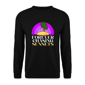 Forever Chasing Sunsets Retro Summer Vacation - Unisex Sweatshirt - black - Front - Alina (178cm) & Michal (187cm)