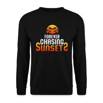 Forever Chasing Sunsets Retro Summer Vacation - Unisex Sweatshirt - black - Front - Alina (178cm) & Michal (187cm)