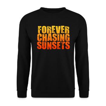 Forever Chasing Sunsets Retro Summer Vacation - Unisex Sweatshirt - black - Front - Alina (178cm) & Michal (187cm)