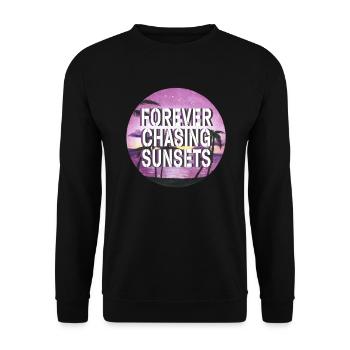 Forever Chasing Sunsets Retro Summer Vacation - Unisex Sweatshirt - black - Front - Alina (178cm) & Michal (187cm)