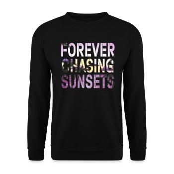 Forever Chasing Sunsets Retro Summer Vacation - Unisex Sweatshirt - black - Front - Alina (178cm) & Michal (187cm)