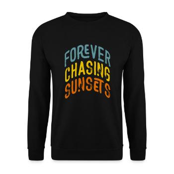 Forever Chasing Sunsets Retro Summer Vacation - Unisex Sweatshirt - black - Front - Alina (178cm) & Michal (187cm)